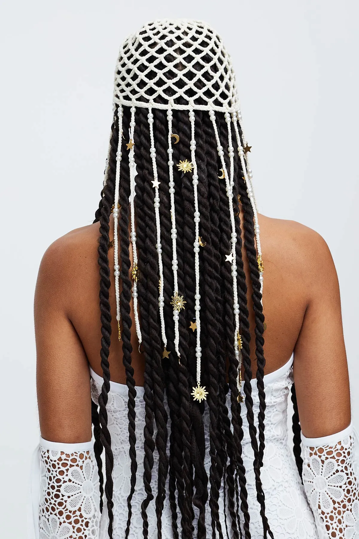 Moondance White Crochet Bonnet